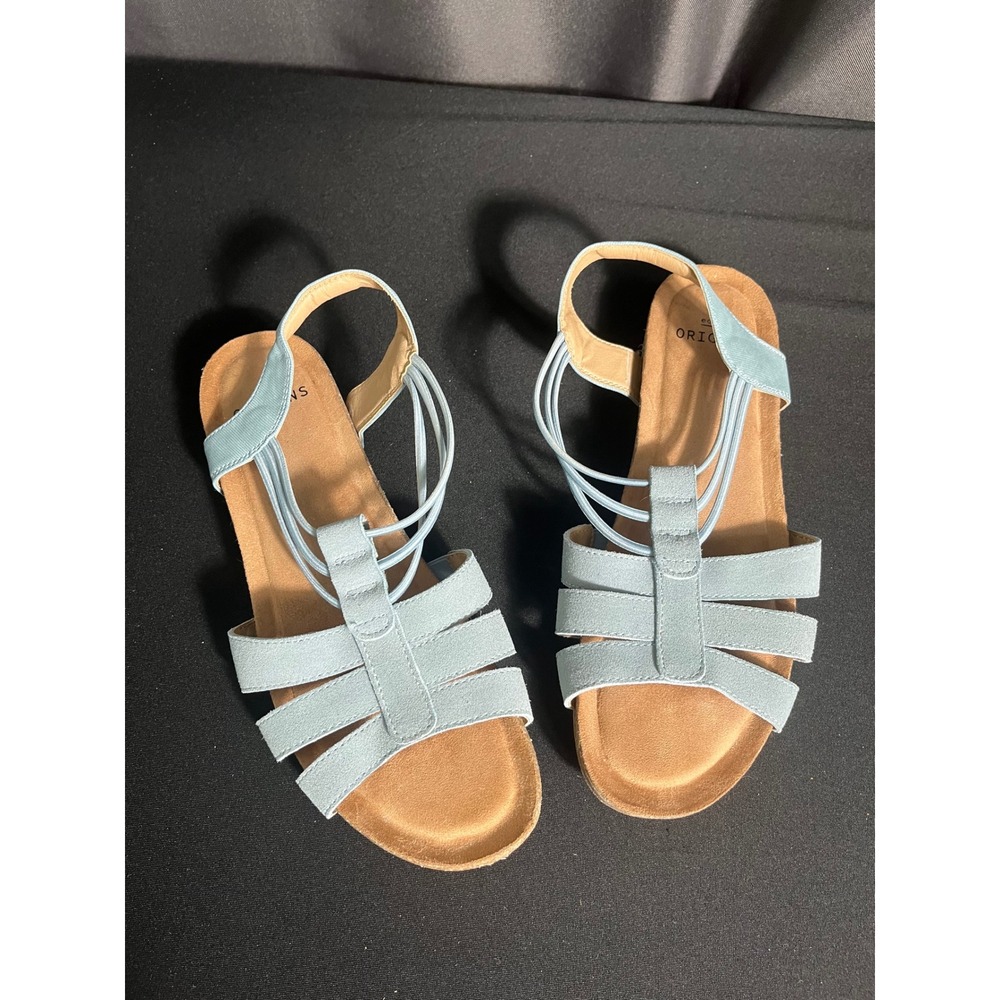 Earth Origins Sydney Wide Women's 8.5W Moroccan Blue Strappy Comfort Sandals
